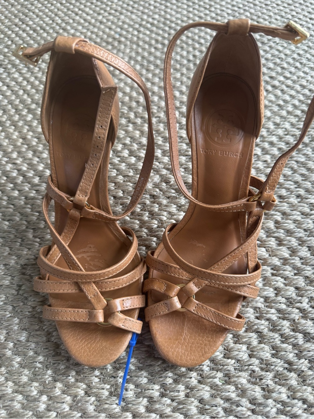 Tory Burch Tan Leather Strappy High Heel Sandals 6